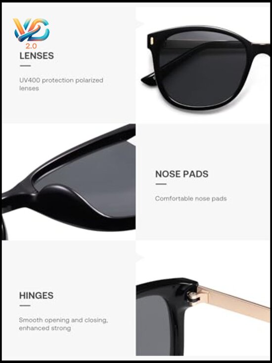 Classic Square Polarized Sunglasses Oversized Retro UV Protection Shade main image 7